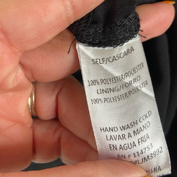 The Clothing Company Satin Wide Leg Jumpsuit Size L Black Faux Wrap Back Tie - Picture 10 of 10